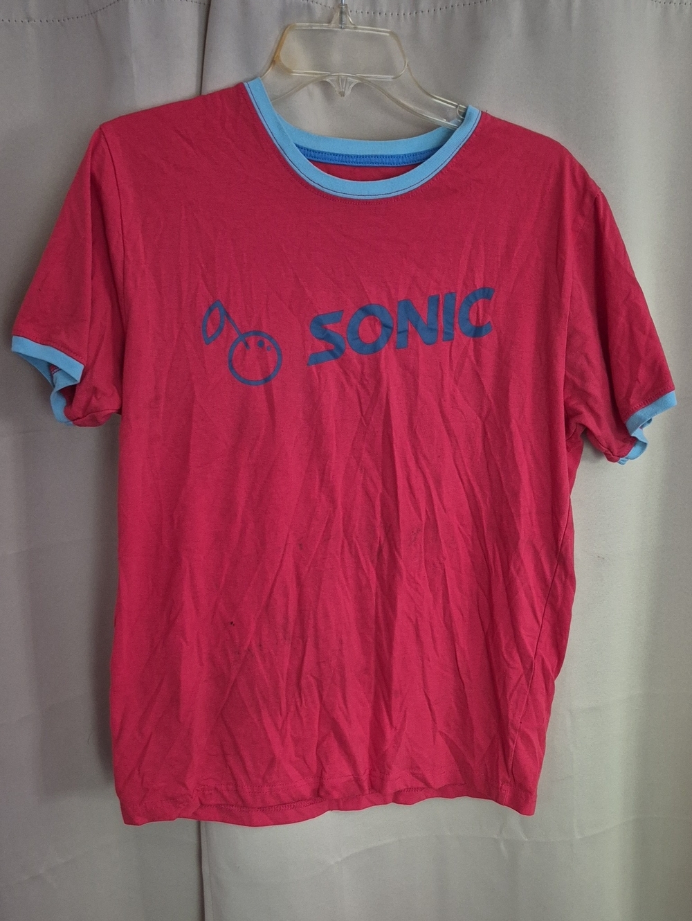 SONIC Pink Ringer Tee with Blue Trim - Women